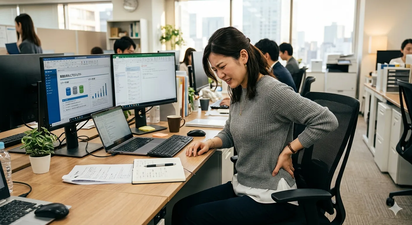 「座っているだけで腰が辛い…神戸市西区のカイロプラクティックが教える、デスクワーク腰痛の本当の原因と改善法」