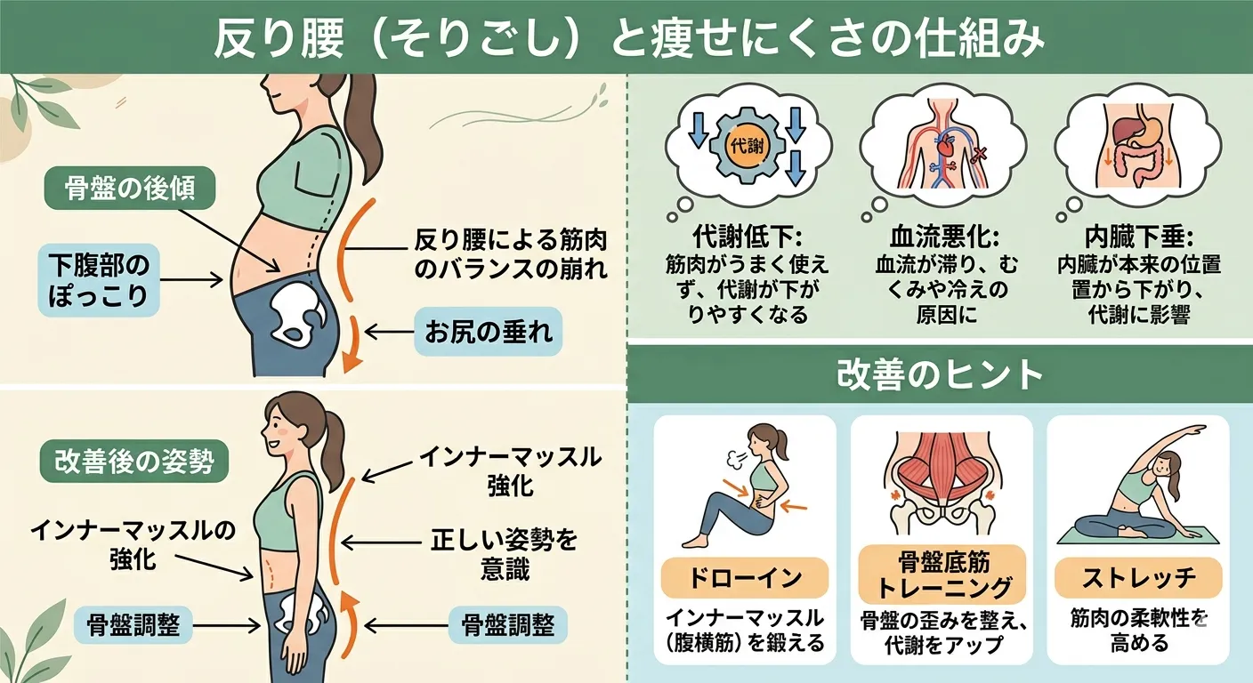 「反り腰の女性が痩せにくい理由」
